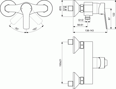 Смеситель для душа Ideal Standard Entella BC235AA Хром