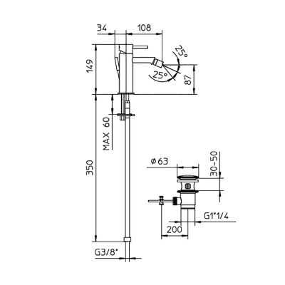 Смеситель для биде Bossini Oki Z005401.030 Хром