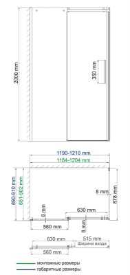 Душевой уголок WasserKRAFT Dinkel 58R 120x90 профиль Хром стекло прозрачное