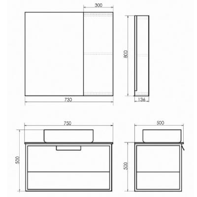 Тумба с раковиной Comforty Кельн 75 4149065 подвесная Дуб темный