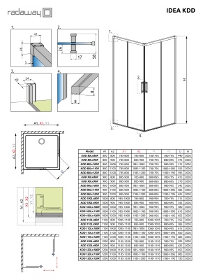 Дверь для душевого уголка Radaway Idea KDD 100x200 профиль хром, стекло прозрачное, левая