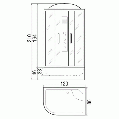 Душевая кабина River Dunay 120x80x46 МТ L 10000001443+10000002237 с поддоном