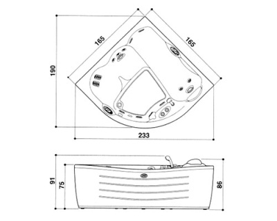 Акриловая ванна Jacuzzi Maxima 165x165 9F43-788A Белый