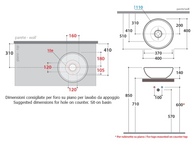 Раковина Globo Lavabi d'arredamento Free LAT41 bianco lucido