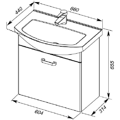 Комплект мебели для ванной Aquanet Ирис 65 198814 подвесной Белый