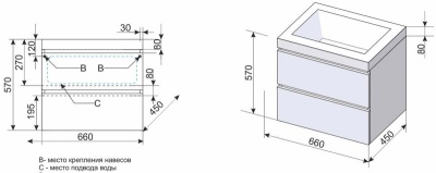 Тумба под раковину Style Line Даймонд 70 Люкс Plus СС-00000499 подвесная Черная