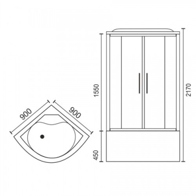 Душевая кабина Royal Bath ВК 90x90 RB90BK6-BT-CH стекло прозрачное задняя стенка Черная