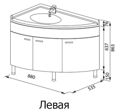 Тумба под раковину Aquanet Корнер 89 158824 L Белая
