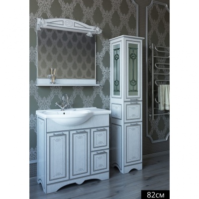 Шкаф пенал Sanflor Адель 36 R Н0000000556 Белый с патиной Серебро