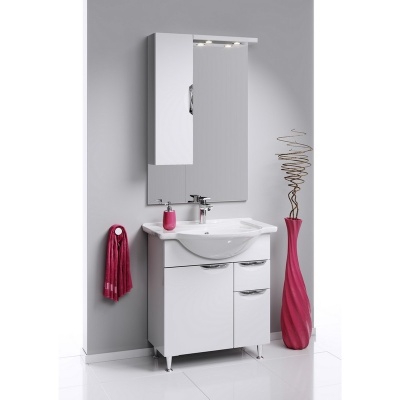 Зеркало со шкафом Aqwella Эколайн 70 Eco-L.02.07 с подсветкой Белое