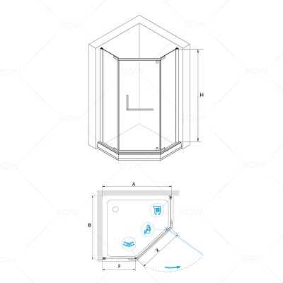 Душевой уголок RGW Passage PA-81 100x100 профиль Хром стекло прозрачное
