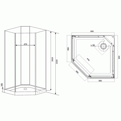 Душевая кабина Timo Premium Ilma-709 90х90 профиль Хром стекло прозрачное