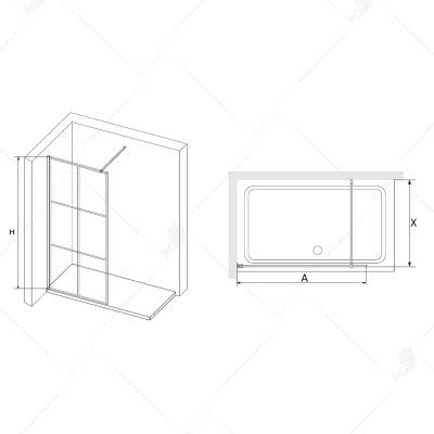 Душевая перегородка RGW Walk In WA-11-B 120 профиль Черный стекло прозрачное