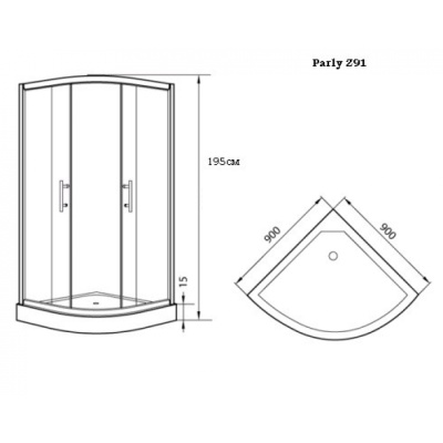 Душевой уголок Parly Z91S 90х190 профиль Полированный алюминиевый стекло матовое