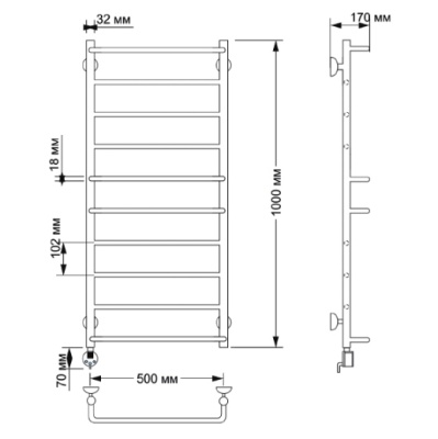 Электрический полотенцесушитель Secado Верона 1 50х100 Бронза