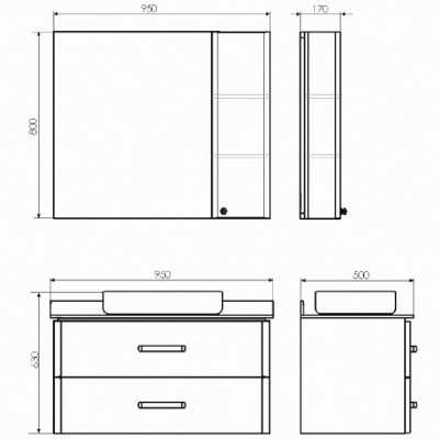 Тумба с раковиной Comforty Амстердам 95 4149096 подвесная Белая глянцевая