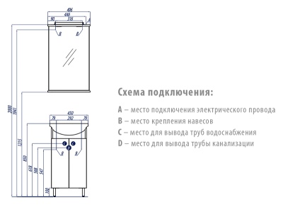 Тумба под раковину Акватон Мира Н 45 1A104401MR010 белая глянцевая