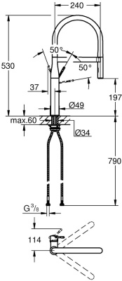 Смеситель для кухни Grohe Essence New 30294DC0 Суперсталь Черный