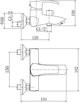 Смеситель для ванны Fashun A3070 Хром