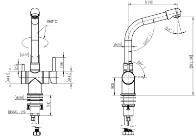Смеситель для кухни Swedbe Selene Plus 8140K с фильтром Нержавеющая сталь
