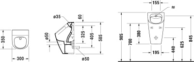 Писсуар Duravit ME By Starck 2809300000 подвод воды сзади
