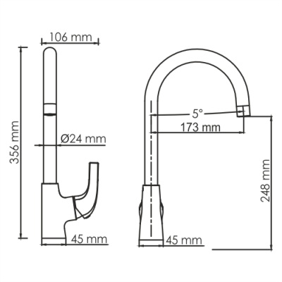 Смеситель для кухни WasserKRAFT Sauer 7107 Золото глянцевое