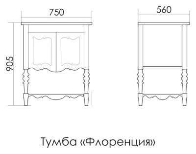 Тумба с раковиной Атолл Флоренция Ivory old