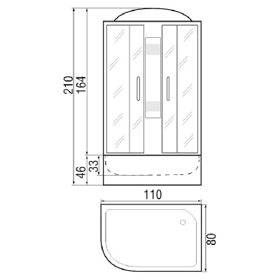 Душевая кабина River Nara 110x80x46 МТ R 10000002816+10000000649 с поддоном