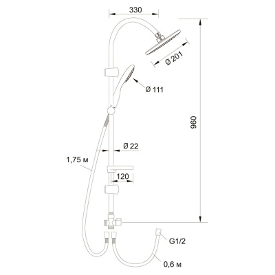 Душевая система Latuno L80034 Хром