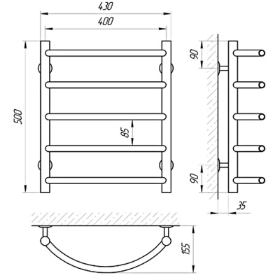 Водяной полотенцесушитель Laris Омега П5 50х40 73207327 Хром