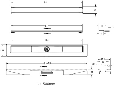 Душевой лоток Berges Wasserhaus C1 Norma 500 090036 с решеткой Матовый хром