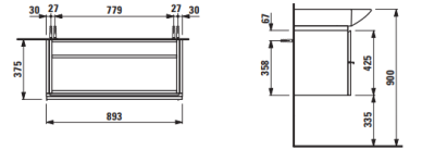 Тумба под раковину Laufen Palace New 90 4.0125.2.075.463.R подвесная Белая матовая