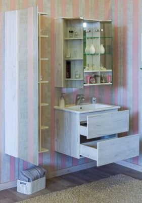 Зеркальный шкаф Sanflor Чикаго 75 С000005829 Дуб крафт белый