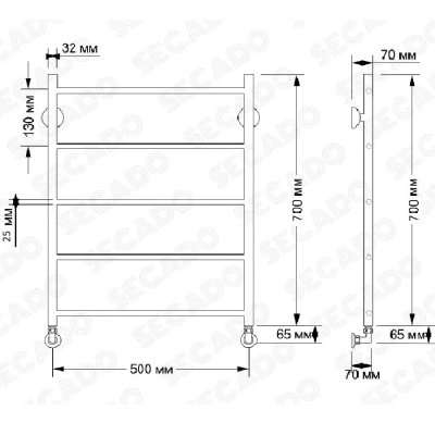 Водяной полотенцесушитель Secado Триада 1 плюс 50х70 Бронза