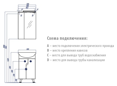 Тумба под раковину Акватон Панда 50 1A053701PD010 белая глянцевая