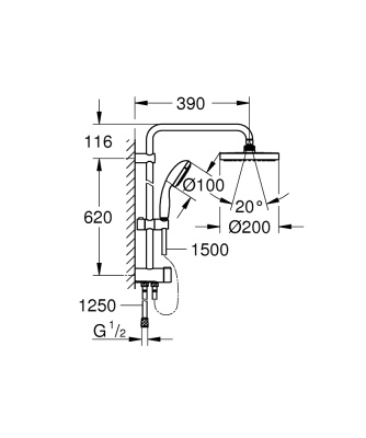 Душевая система Grohe New Tempesta Systems 27389002 Хром