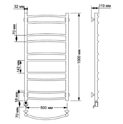 Электрический полотенцесушитель Secado Милан 2 50х100 Бронза