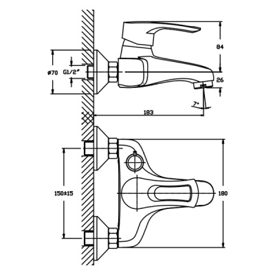 Смеситель для ванны Groft Mars 009 Euro GF1015 Хром