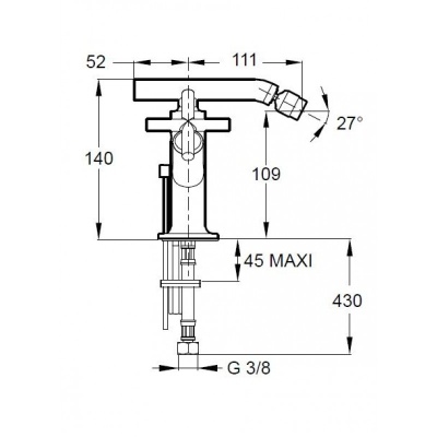 Смеситель для биде Jacob Delafon Purist E14596-3-CP Хром