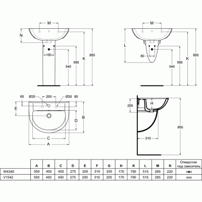 Раковина Ideal Standard Eurovit 55 W434001 Белая