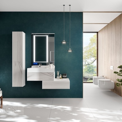 Тумба под раковину Акватон Сакура 80 1A236401SKW80 подвесная Ольха наварра Белый глянец