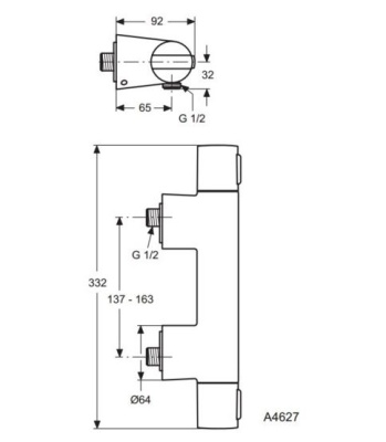 Смеситель для душа Ideal Standard Ceratherm 200 New A4627AA с термостатом Хром