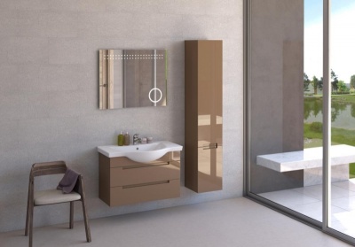 Шкаф пенал SanVit Палома 32 с фактурой под дерево подвесной Акация светлая