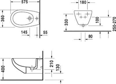 Биде Duravit Duraplus 2532100000 подвесное Белое