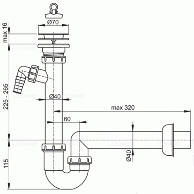 Сифон для кухонной мойки Alcaplast A810-DN40 Белый