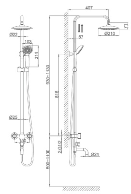 Душевая система D&K Torhall Hessen DA1414741B09 Хром