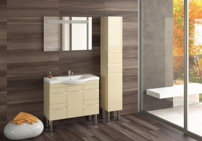 Тумба с раковиной SanVit Прима 80 в цвете Ral прямые ручки Желтый глянец