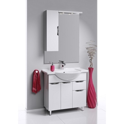 Зеркало со шкафом Aqwella Эколайн 100 Eco-L.02.10 с подсветкой Белое Зеркало со шкафом Aqwella Эколайн 100 Eco-L.02.10 с подсветкой Белое