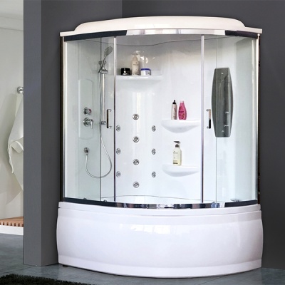 Душевая кабина Royal Bath ALP 140x95 RB140ALP-T-CH-L с гидромассажем стекло прозрачное задние стенки Белые