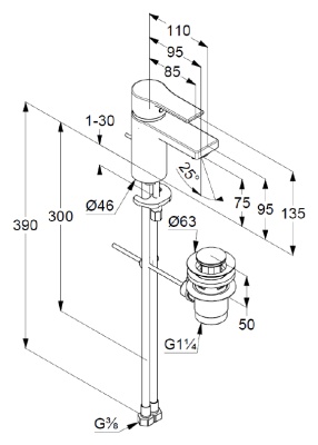 Смеситель для раковины Kludi Zenta SL 482600565 Хром
